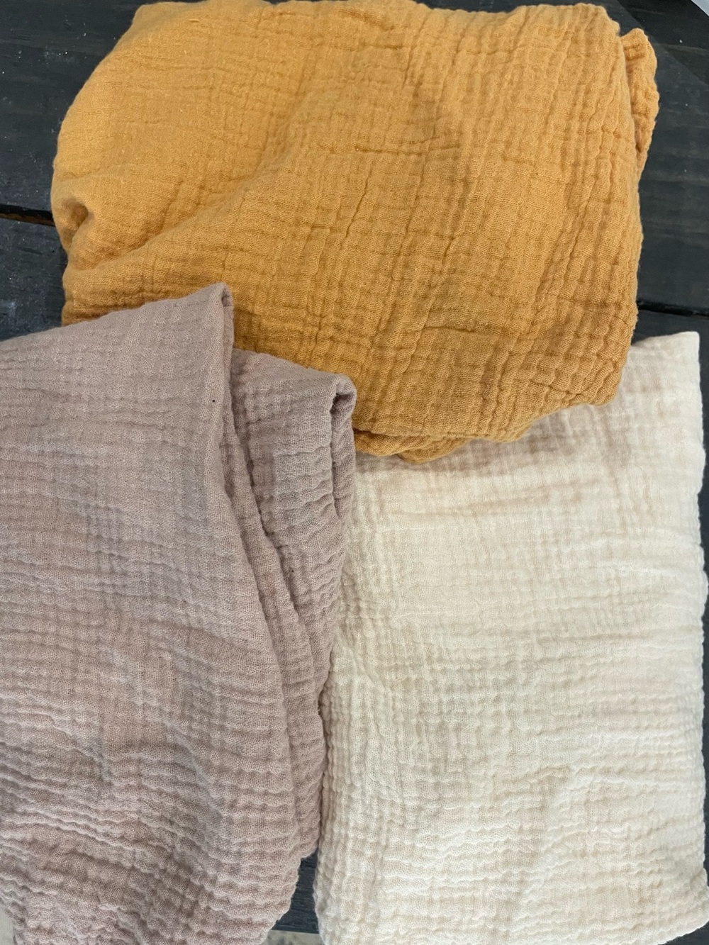 Muslin baby bassinet sheets - Mustard, Taupe, Cream